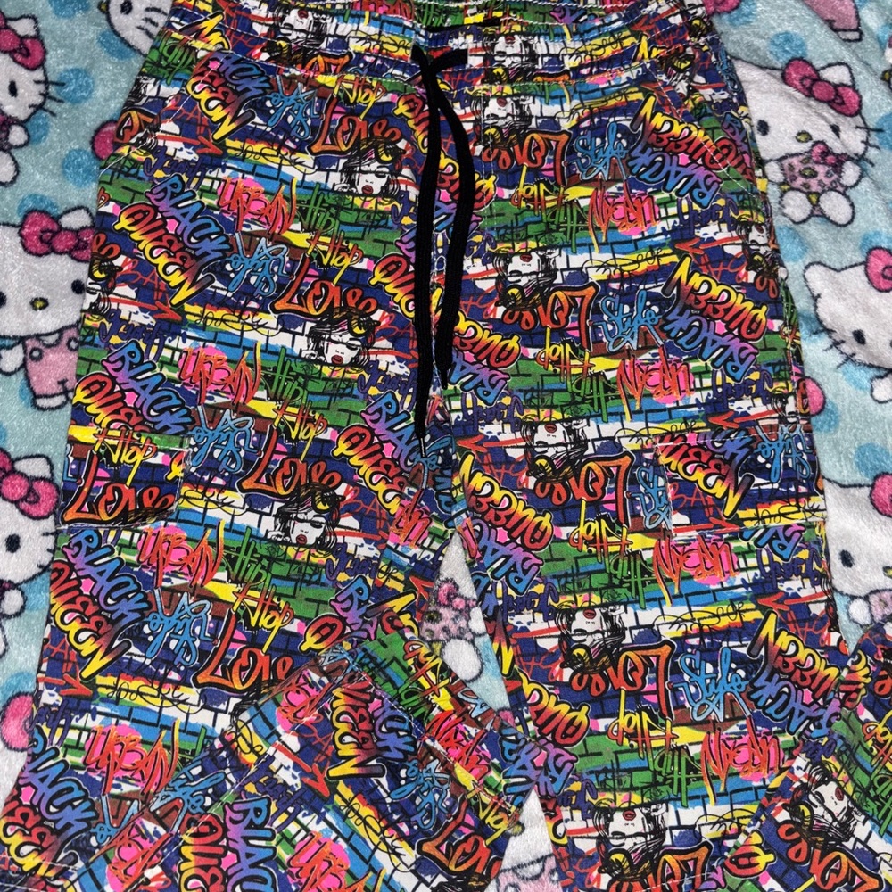 Colorful street graffiti cargo pants